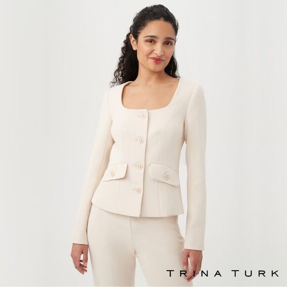 Trina Turk **NWT** 'Mott' Blazer Jacket in Cream / Off White - Picture 2 of 10